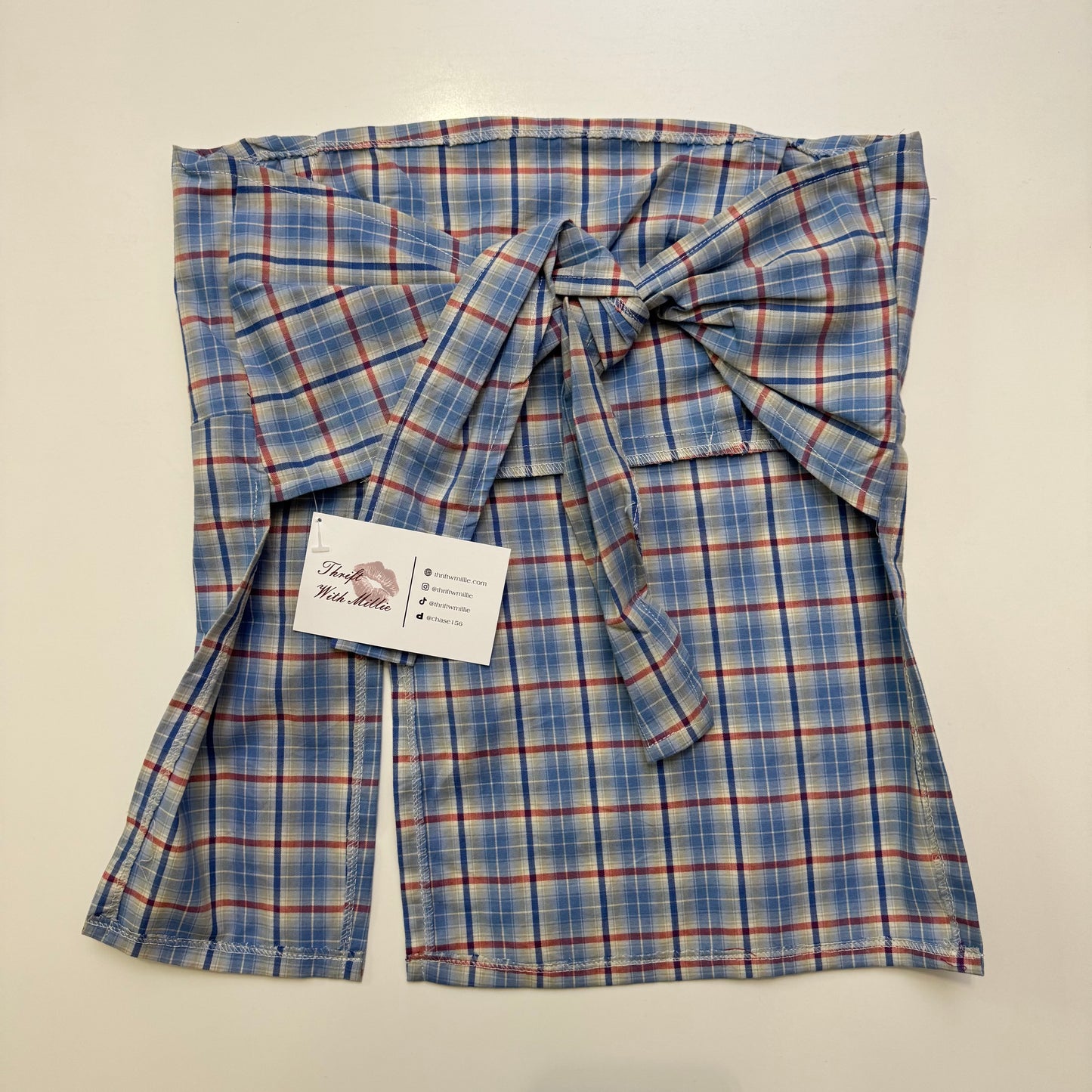 Plaid Babydoll Tie Back Top