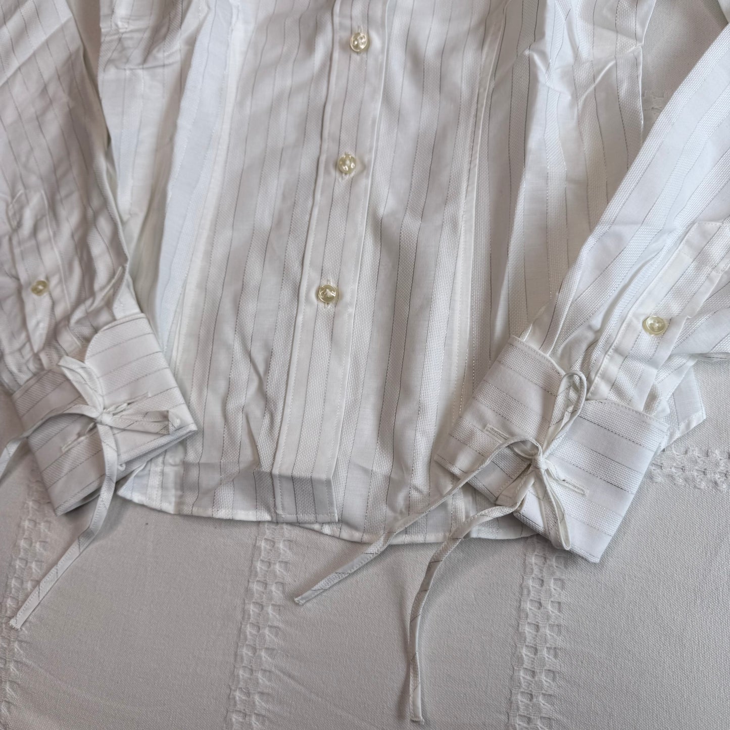 White Pinstripe Button Up Blouse