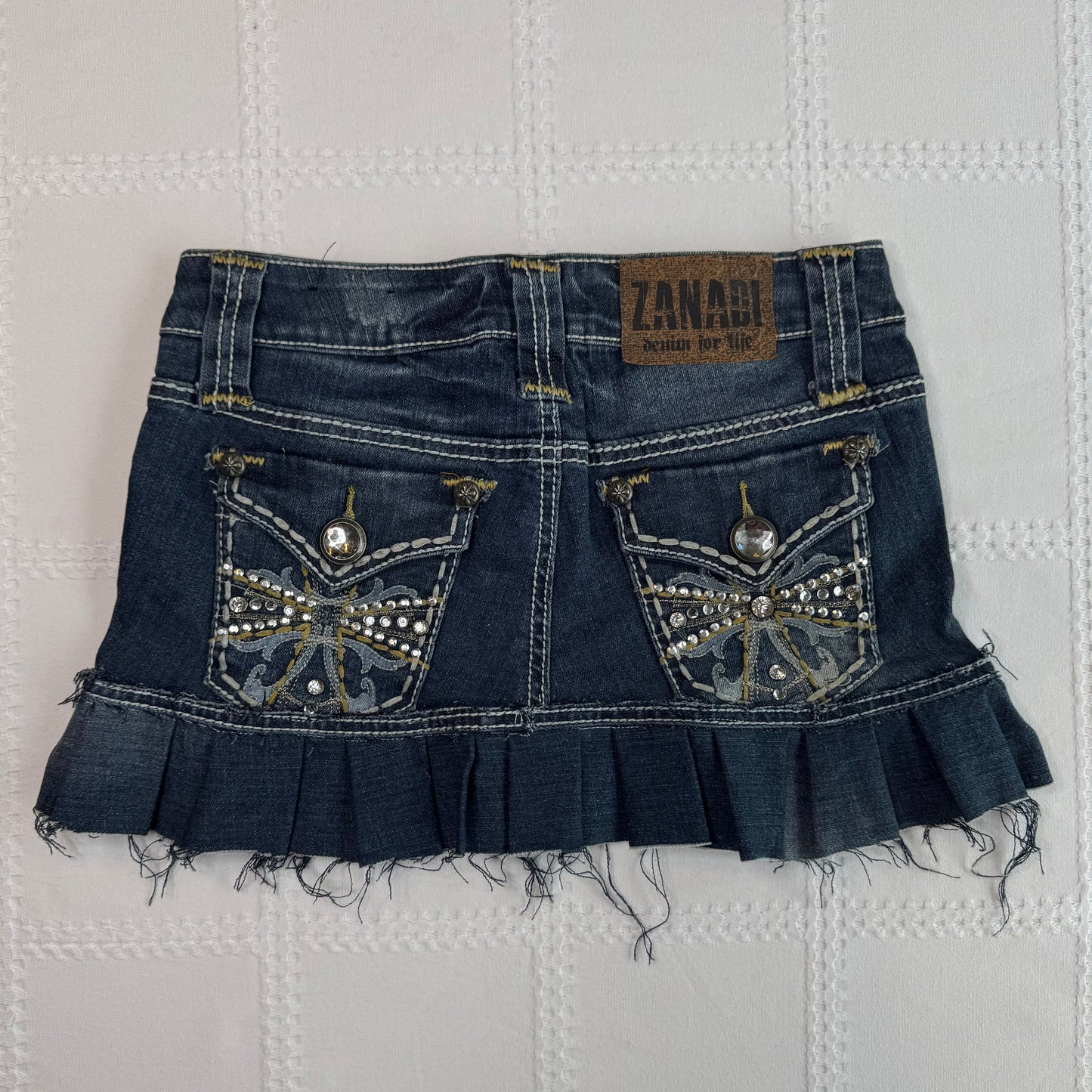 Denim Pleat Mini Skirt