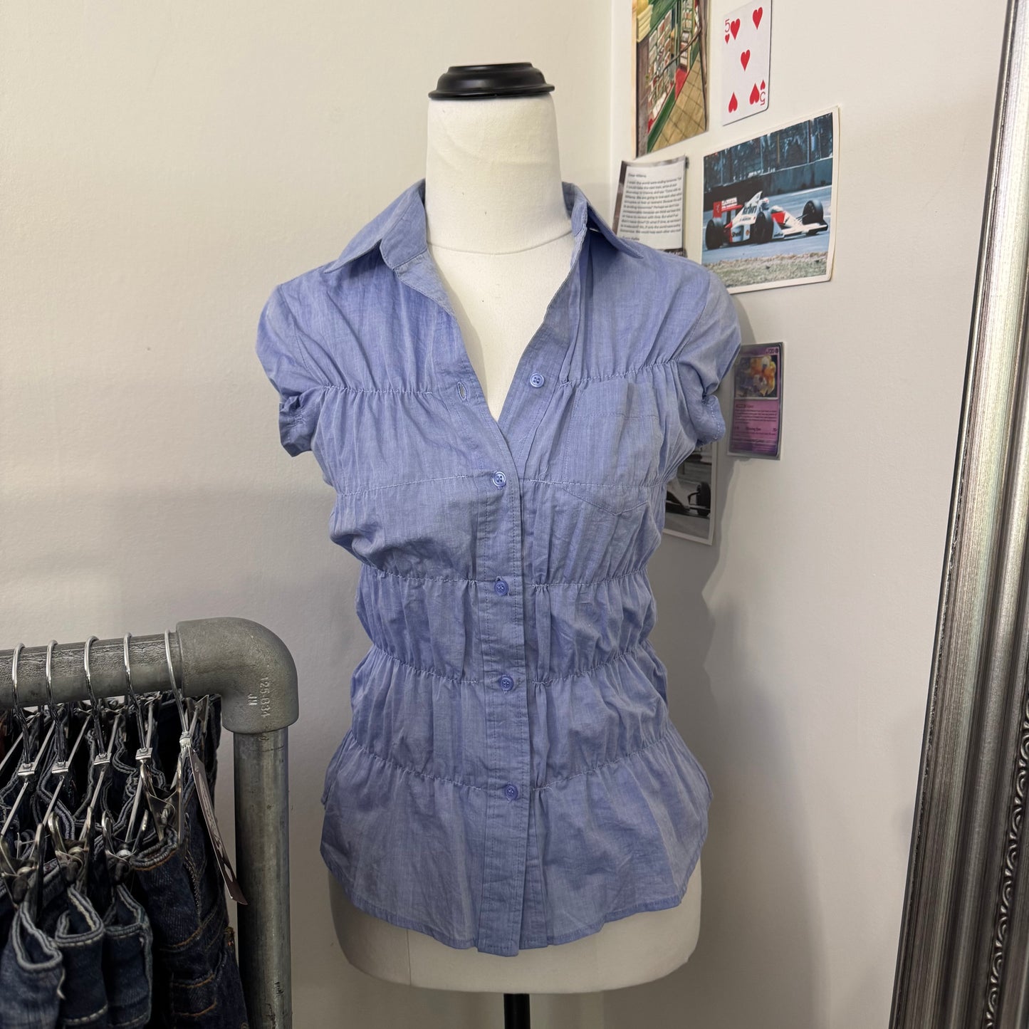 Blue Ruched Blouse