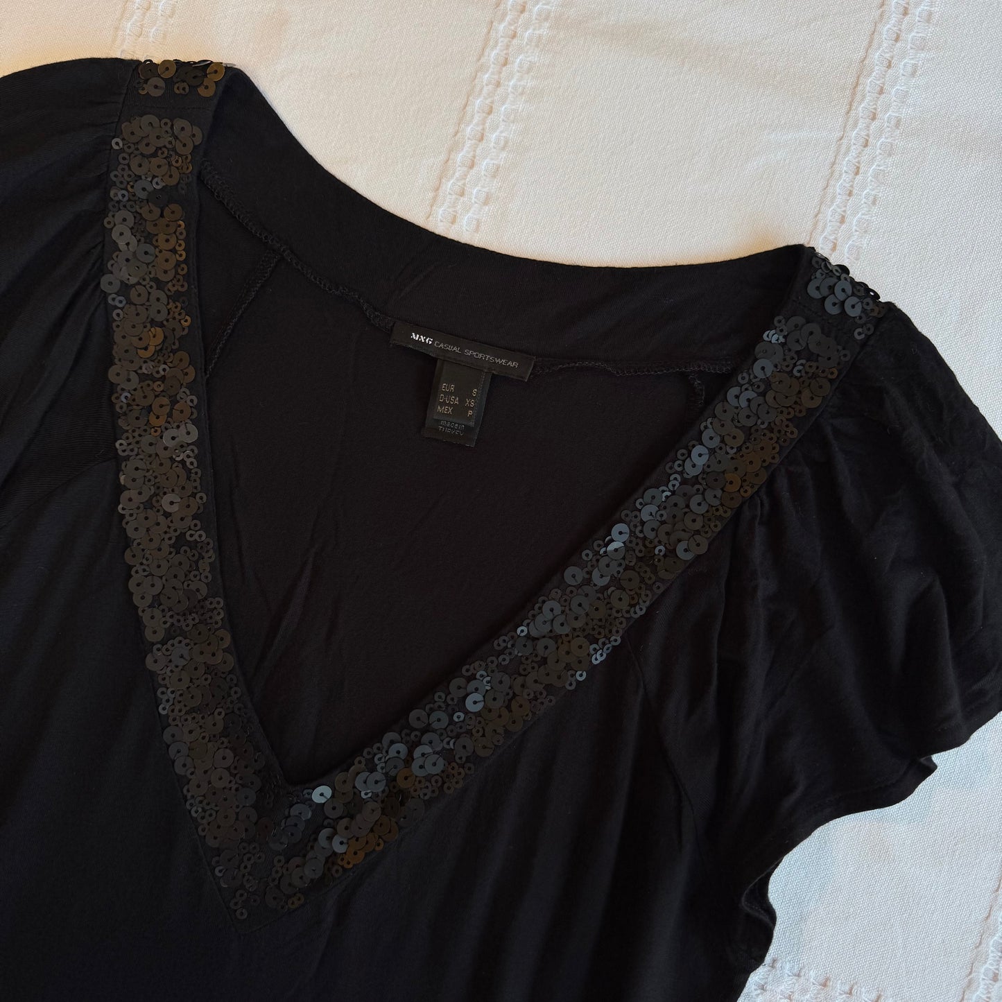 Black V Neck Top/Mini Dress