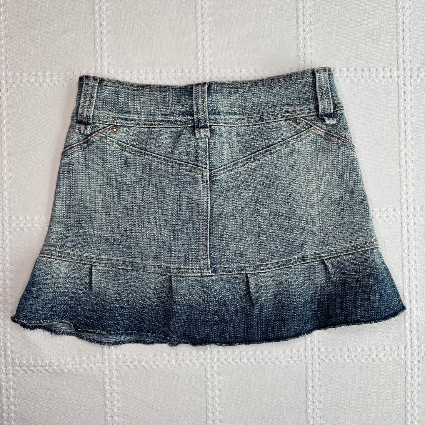 Low Rise Denim Pleat Mini