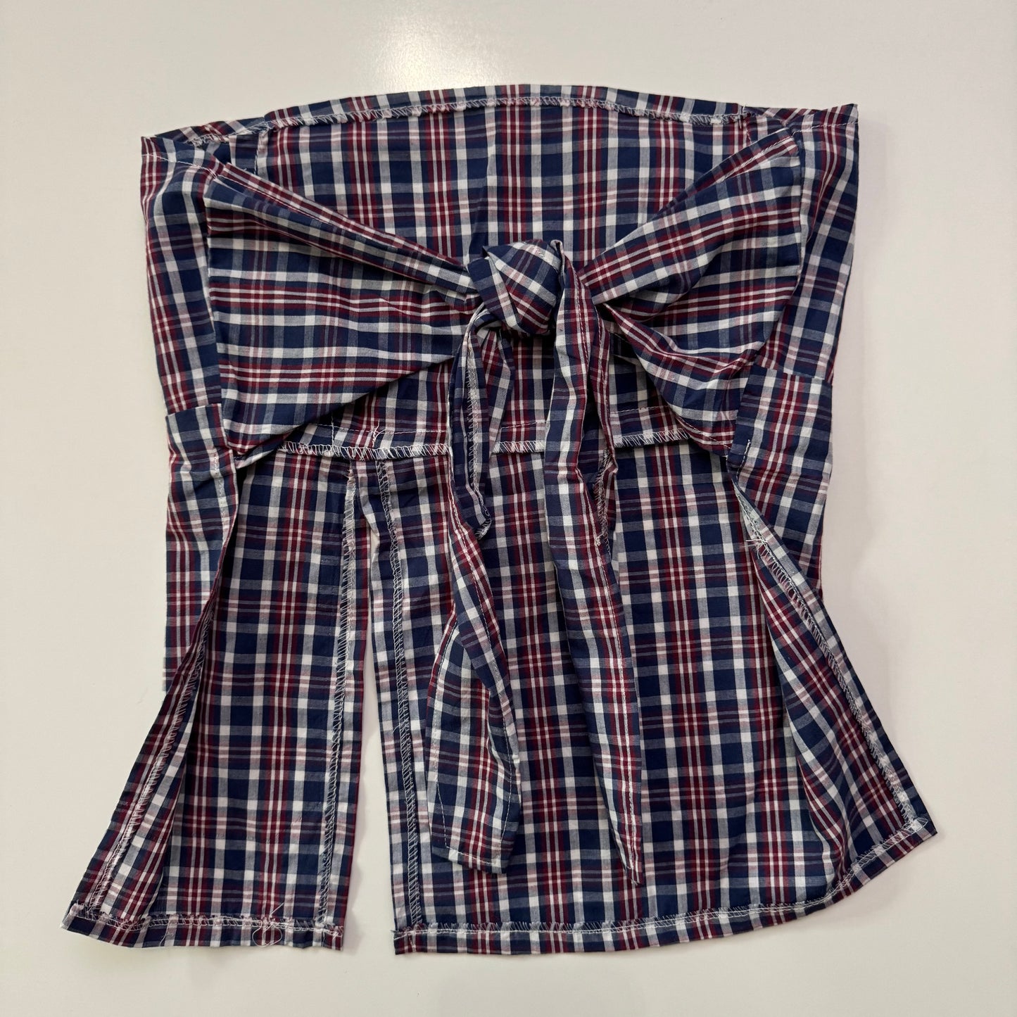 Plaid Strapless Tie Back Top
