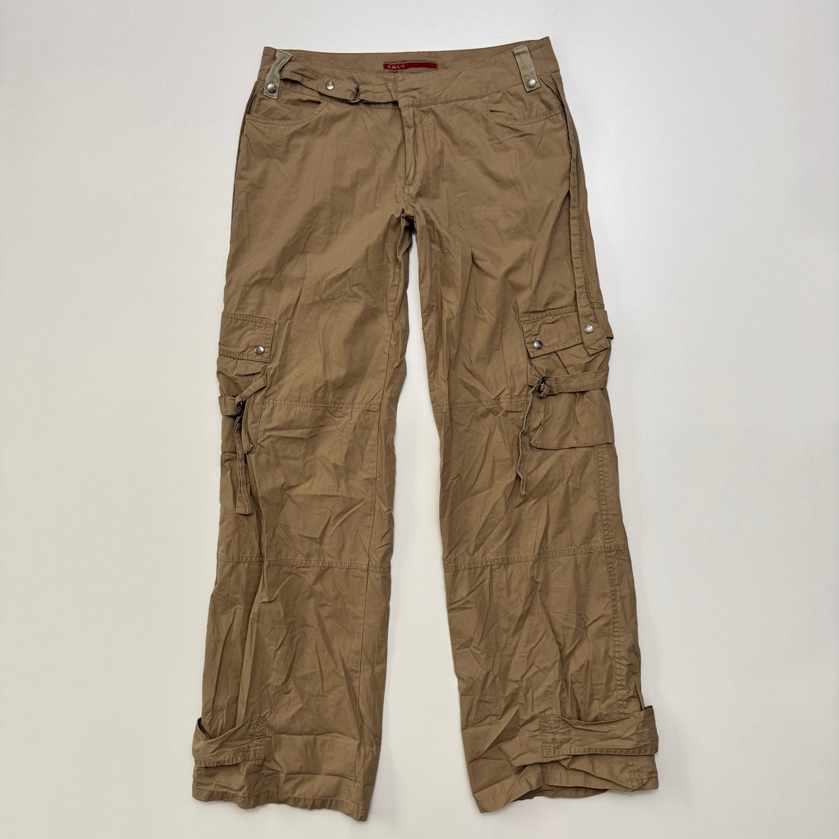 Tan Cargo Flare Pants