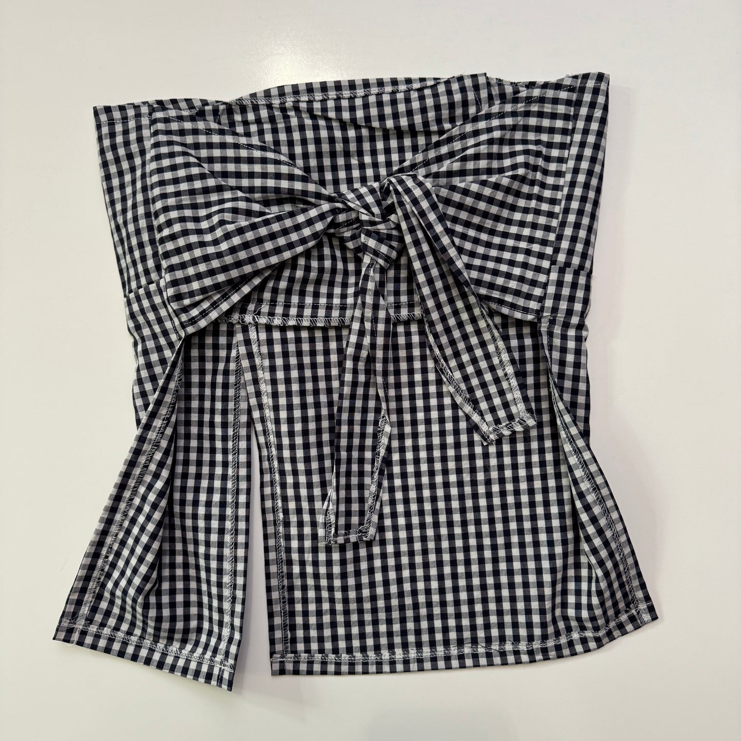 Strapless Gingham Tie Back Top