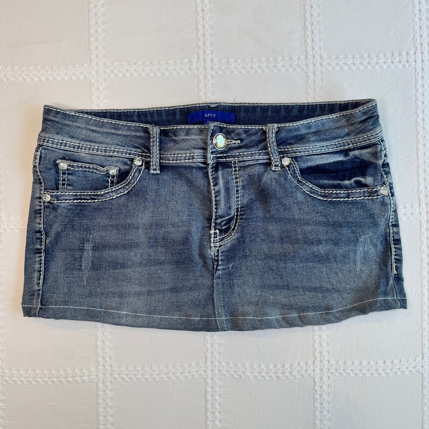 Embroidered Denim Micro Mini