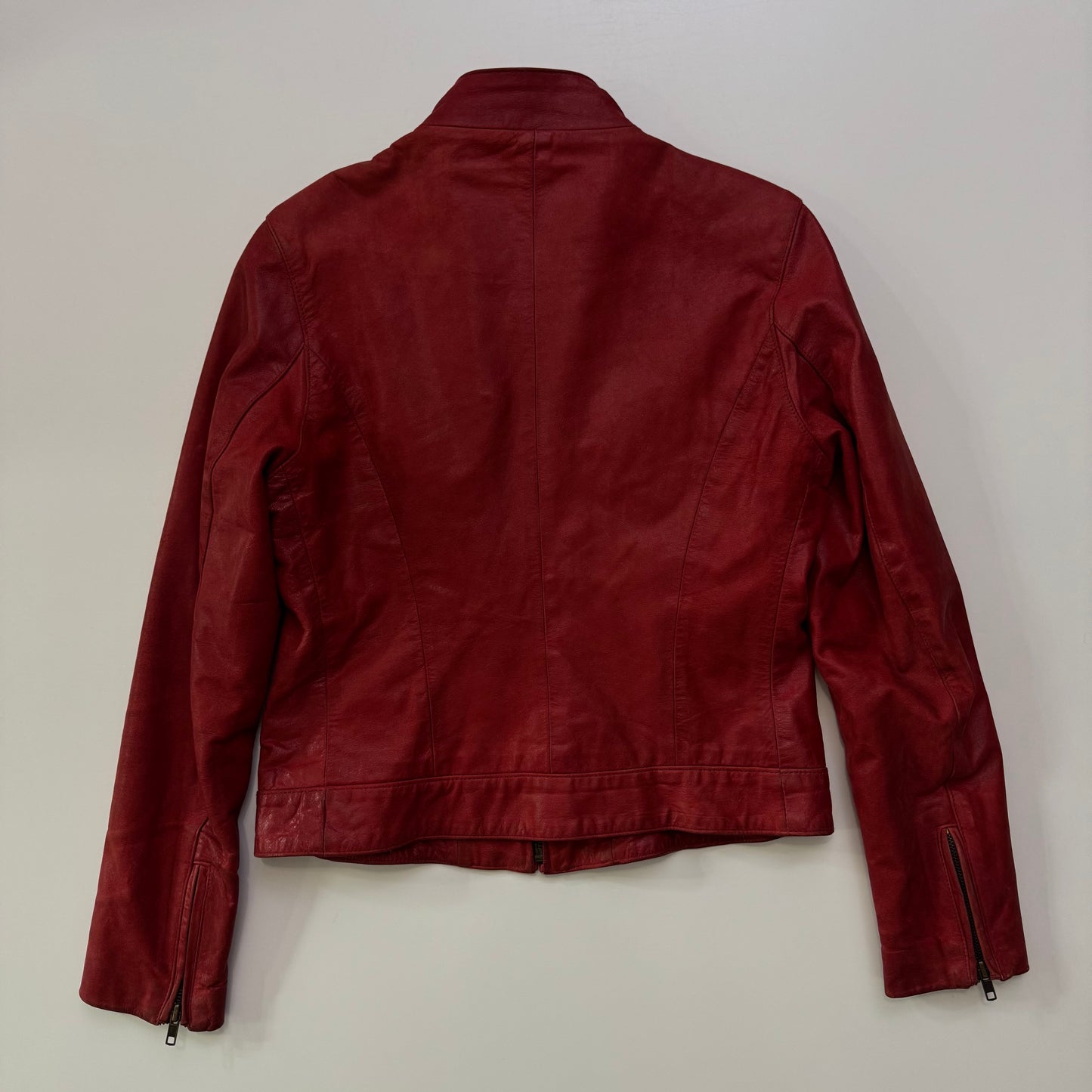 Red Leather Moto Jacket