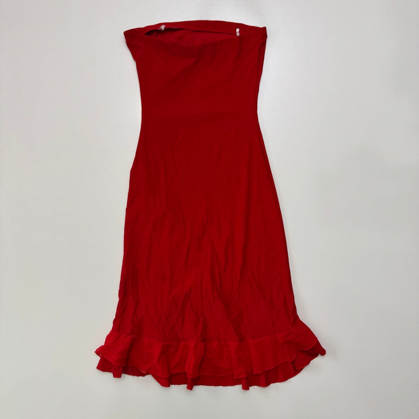 Red Strapless Midi Dress