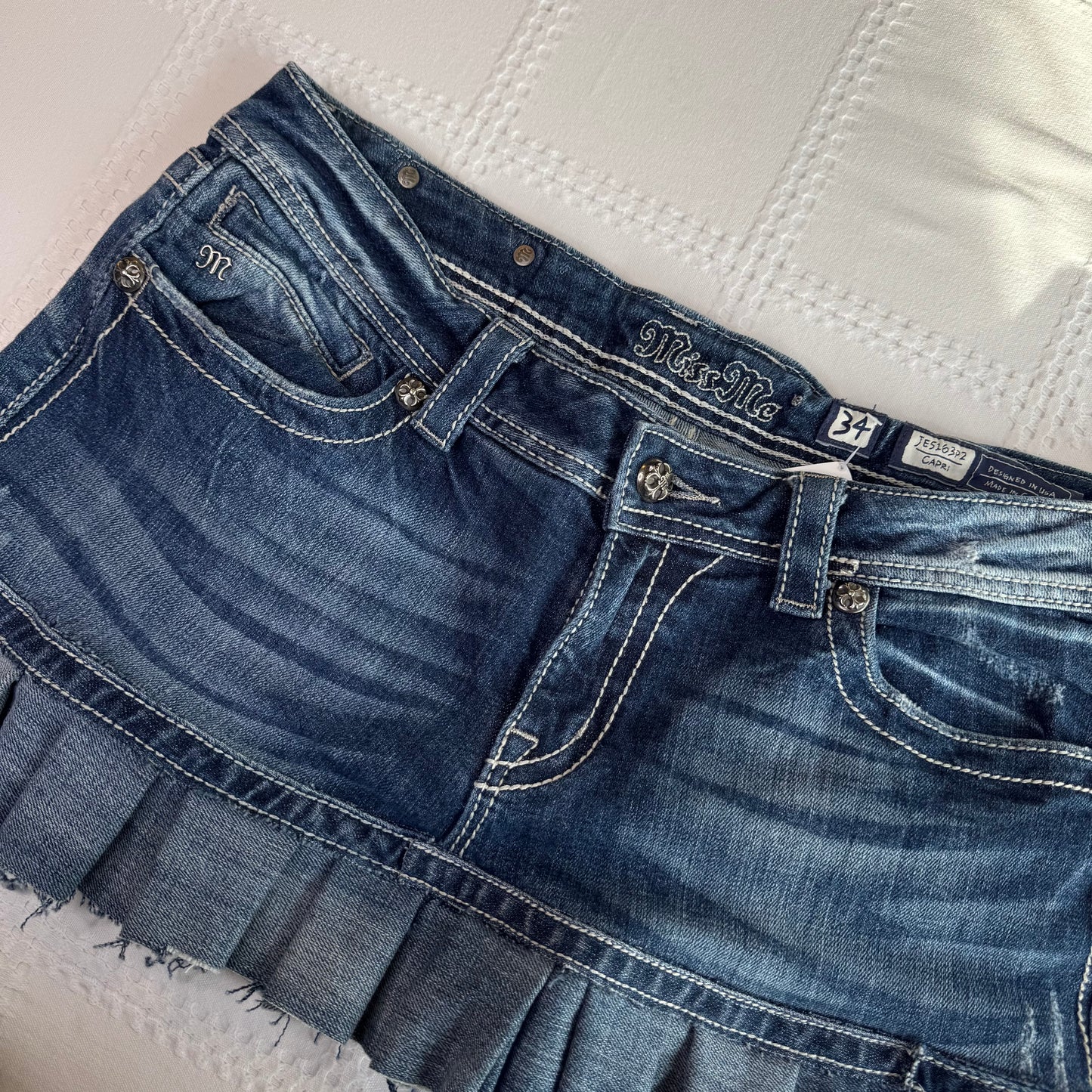 Miss Me Angel Wing Denim Mini