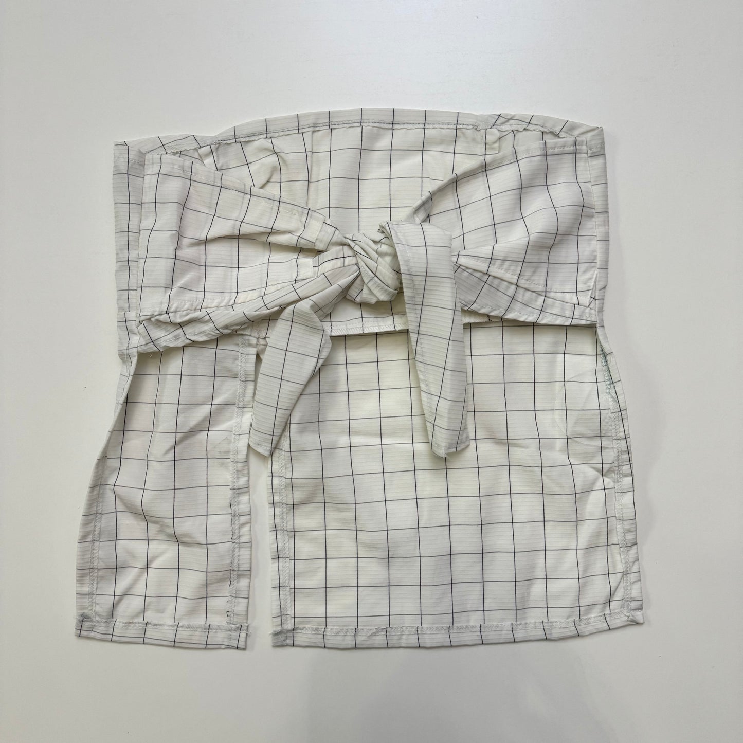 White Plaid Tie Back Top