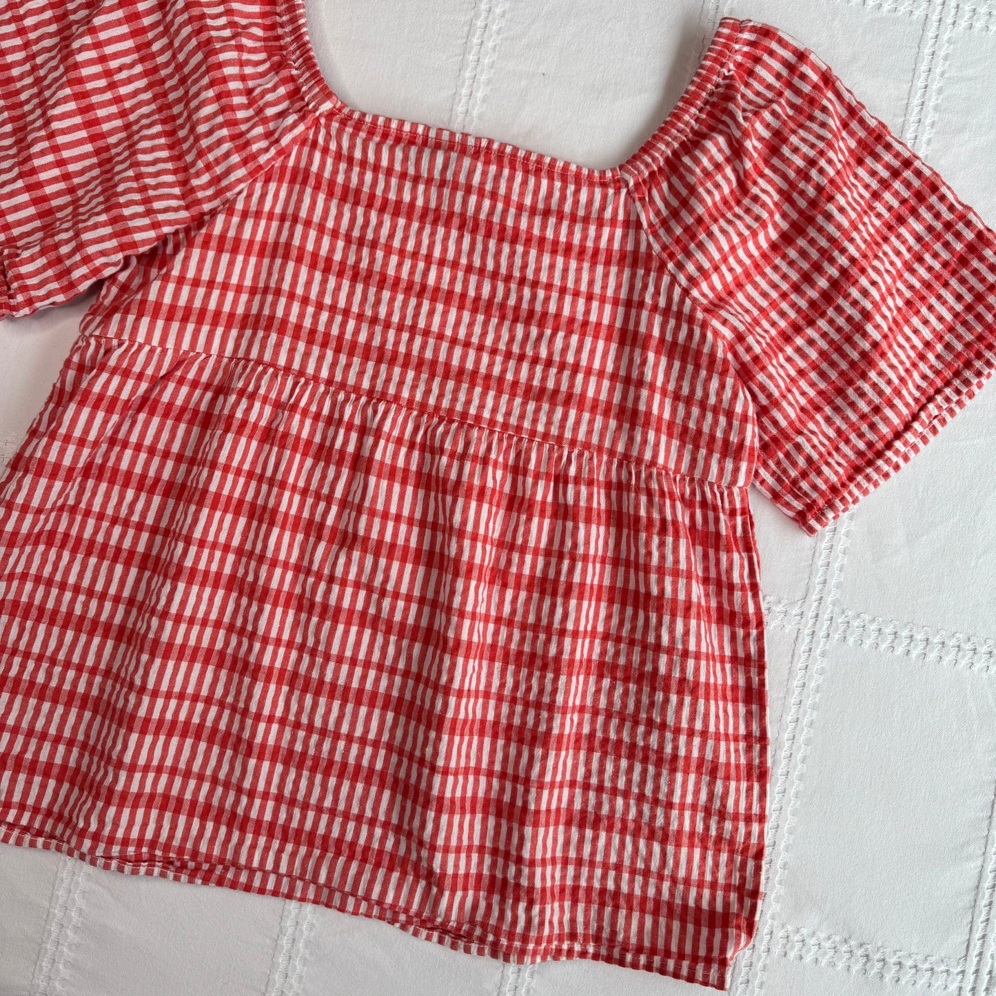 Gingham Babydoll Top