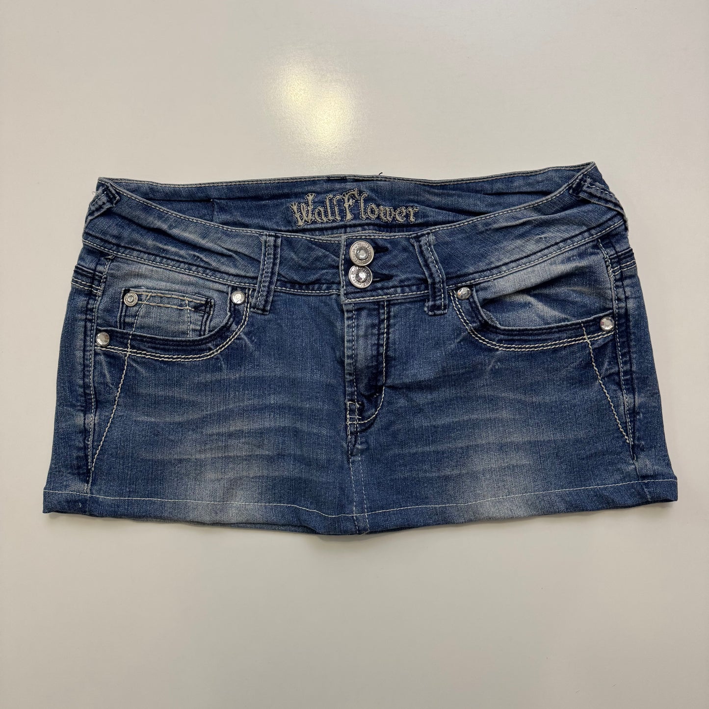 Lace Pocket Denim Mini