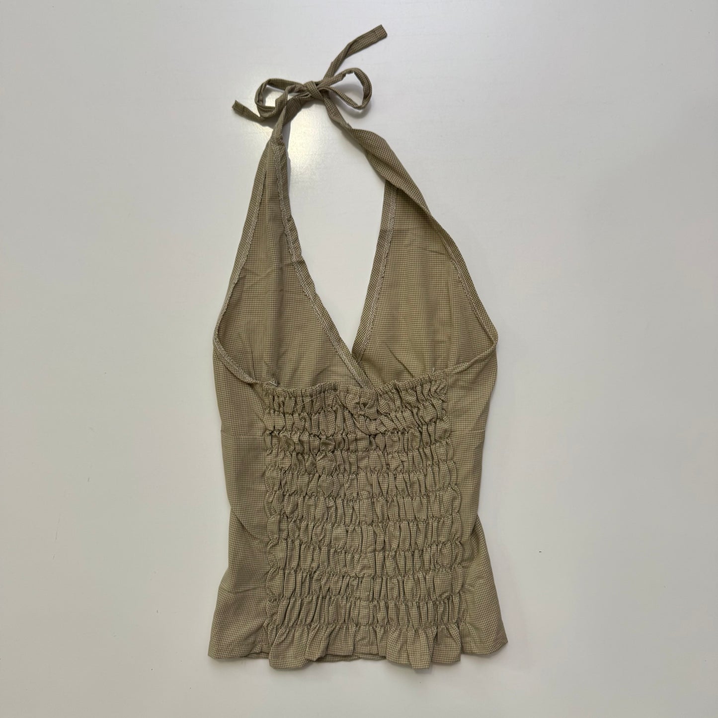 Tan Plaid Halter Top