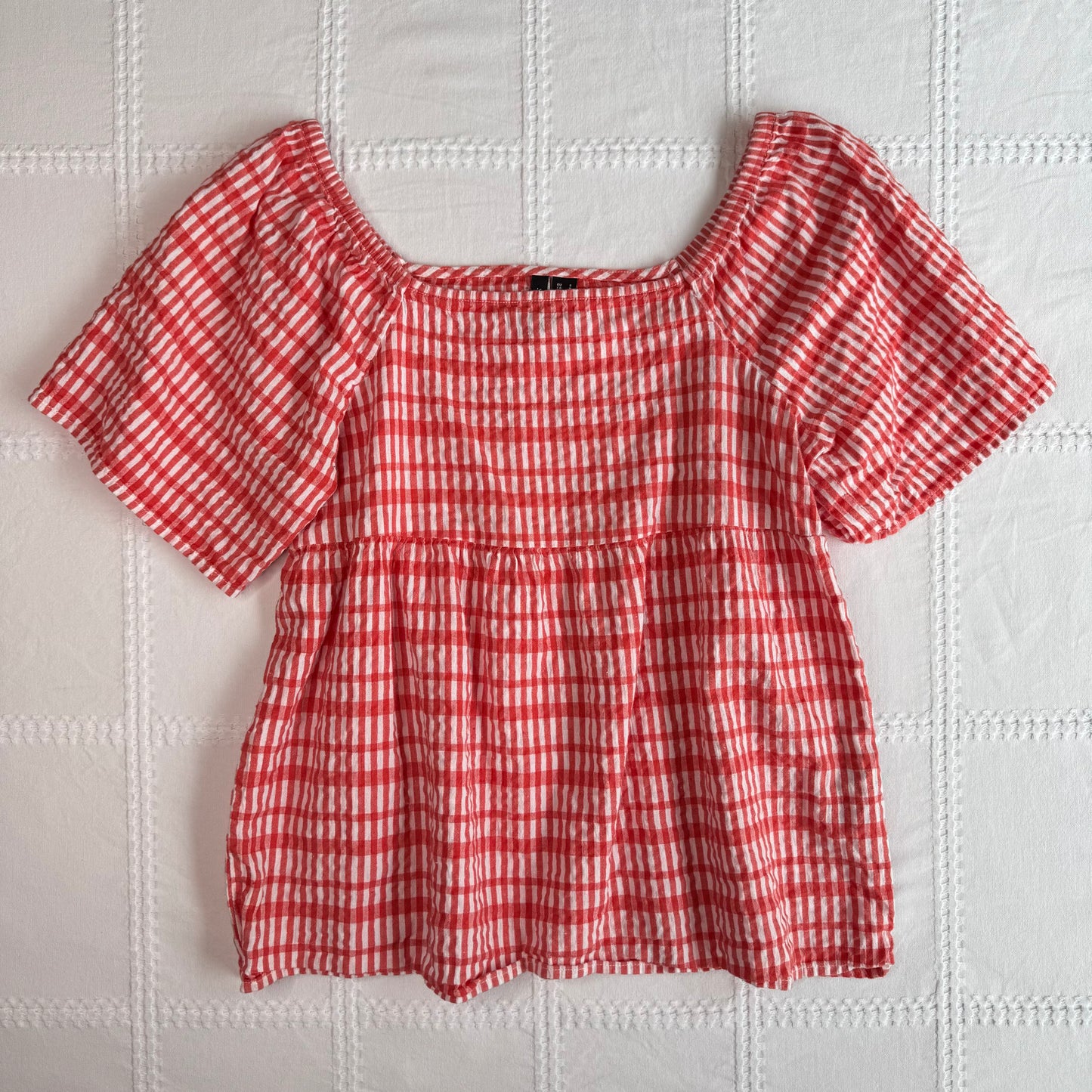 Gingham Babydoll Top