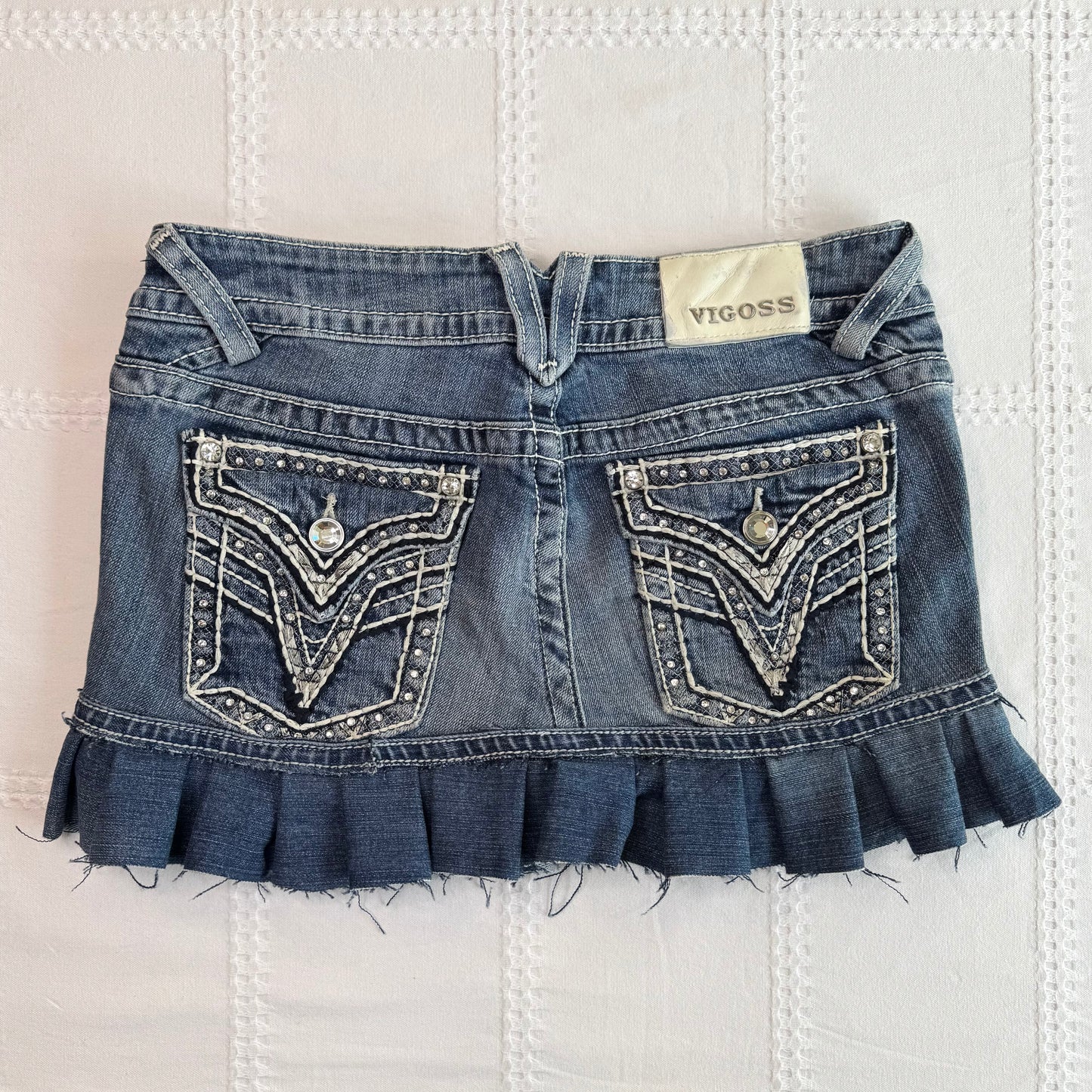 Denim Pleat Mini Skirt