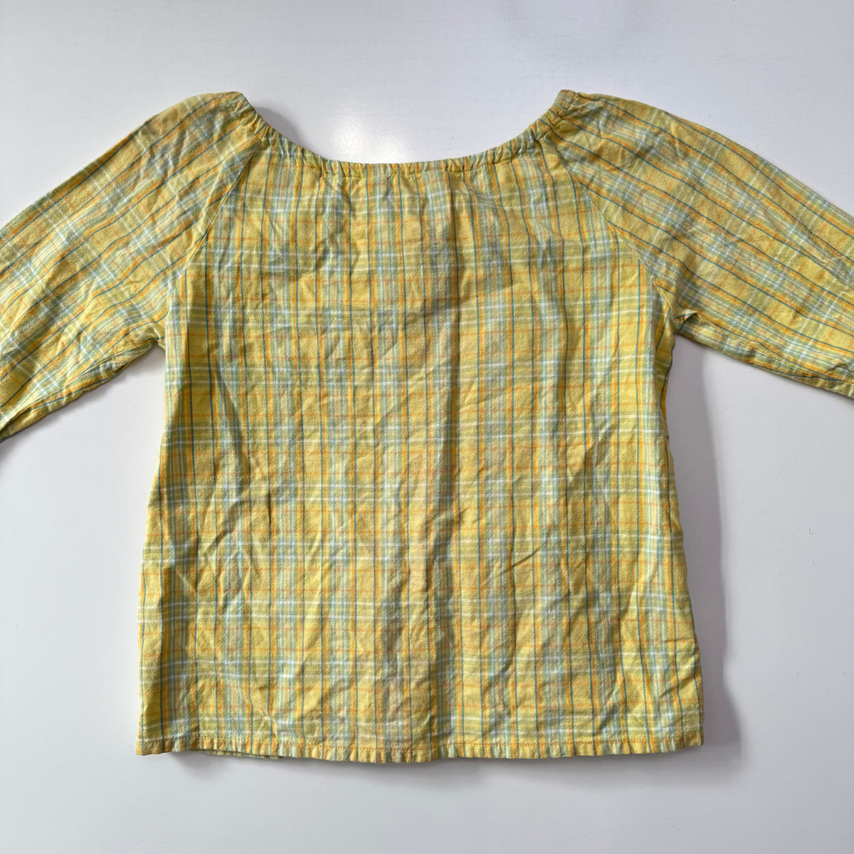 Plaid 3/4 Sleeve Blouse