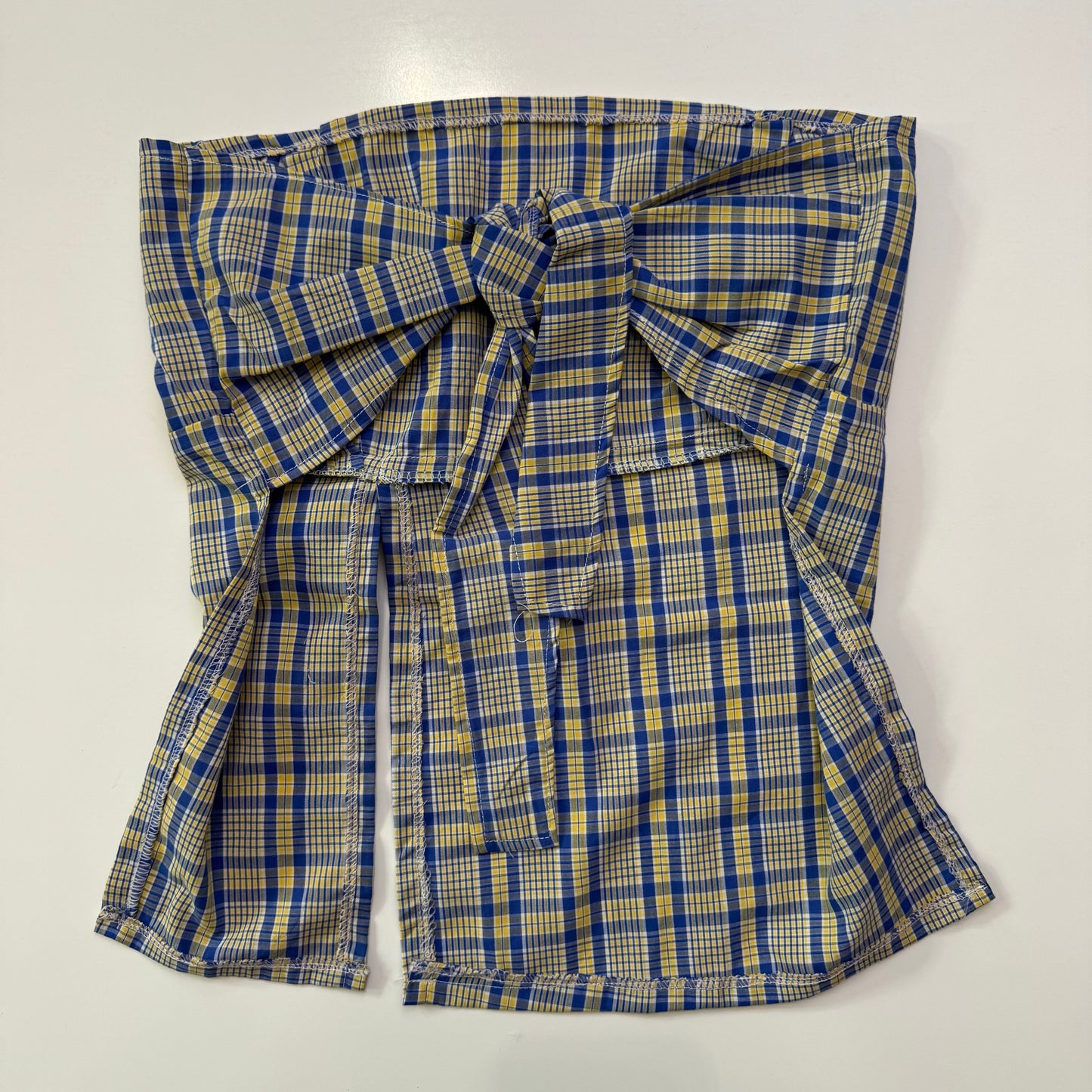 Plaid Strapless Tie Back Top