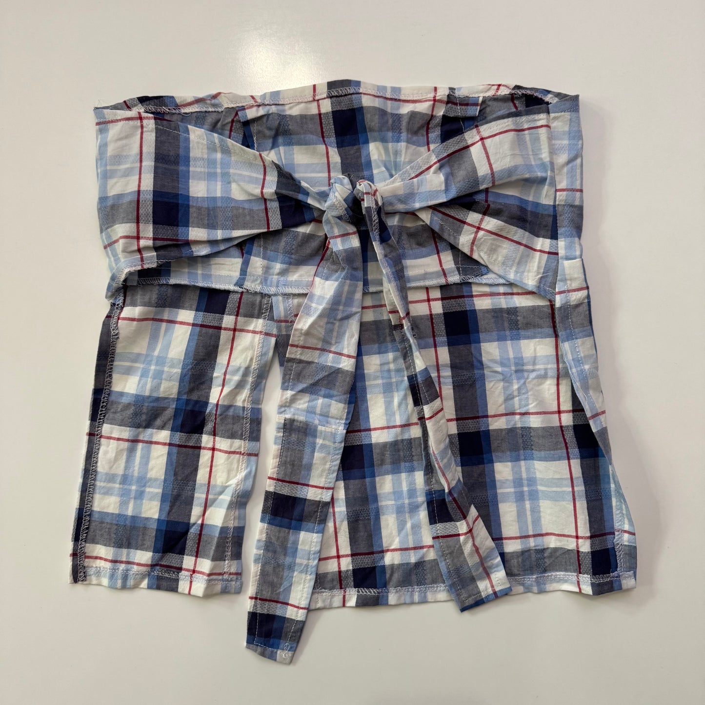 Plaid Babydoll Tie Back Top