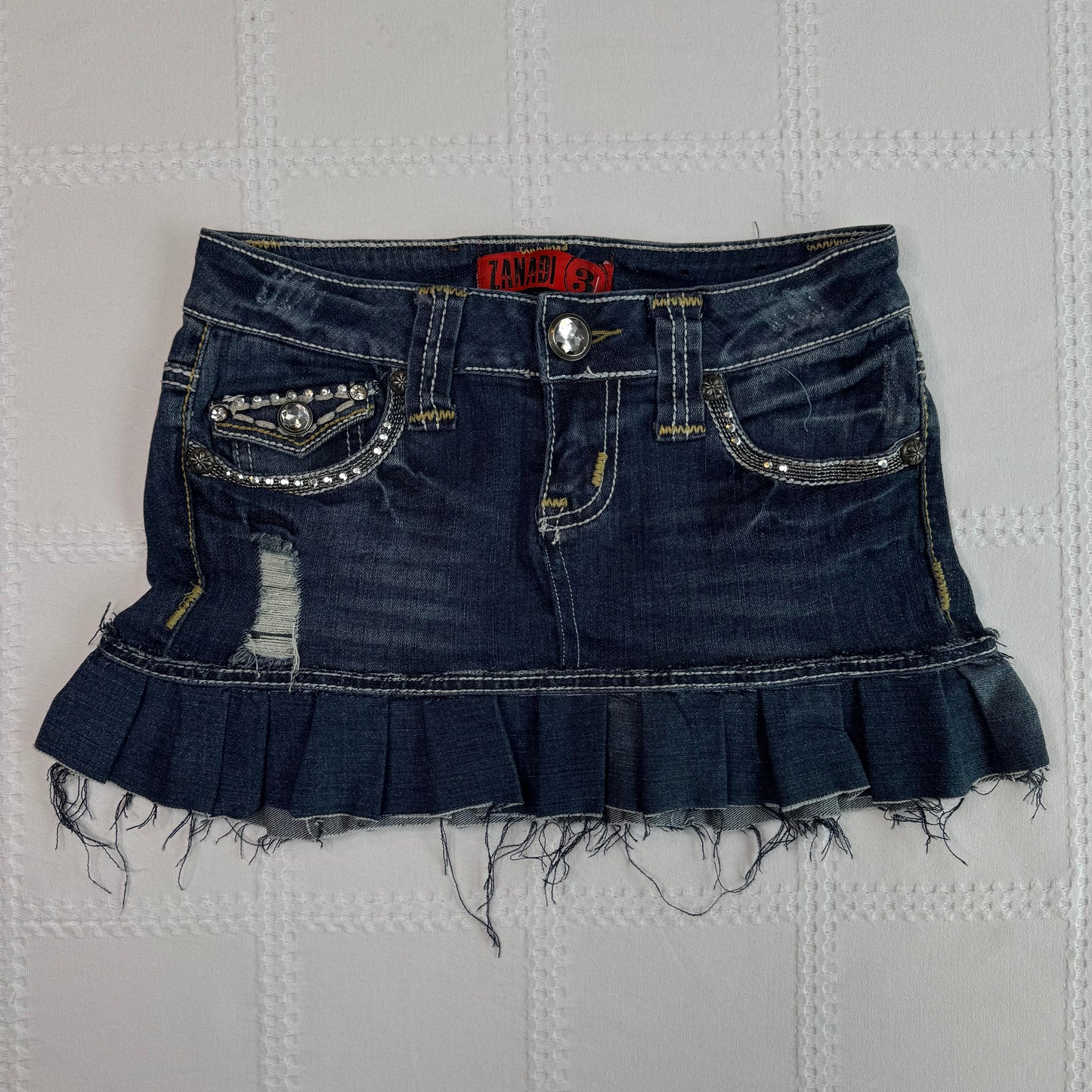 Denim Pleat Mini Skirt