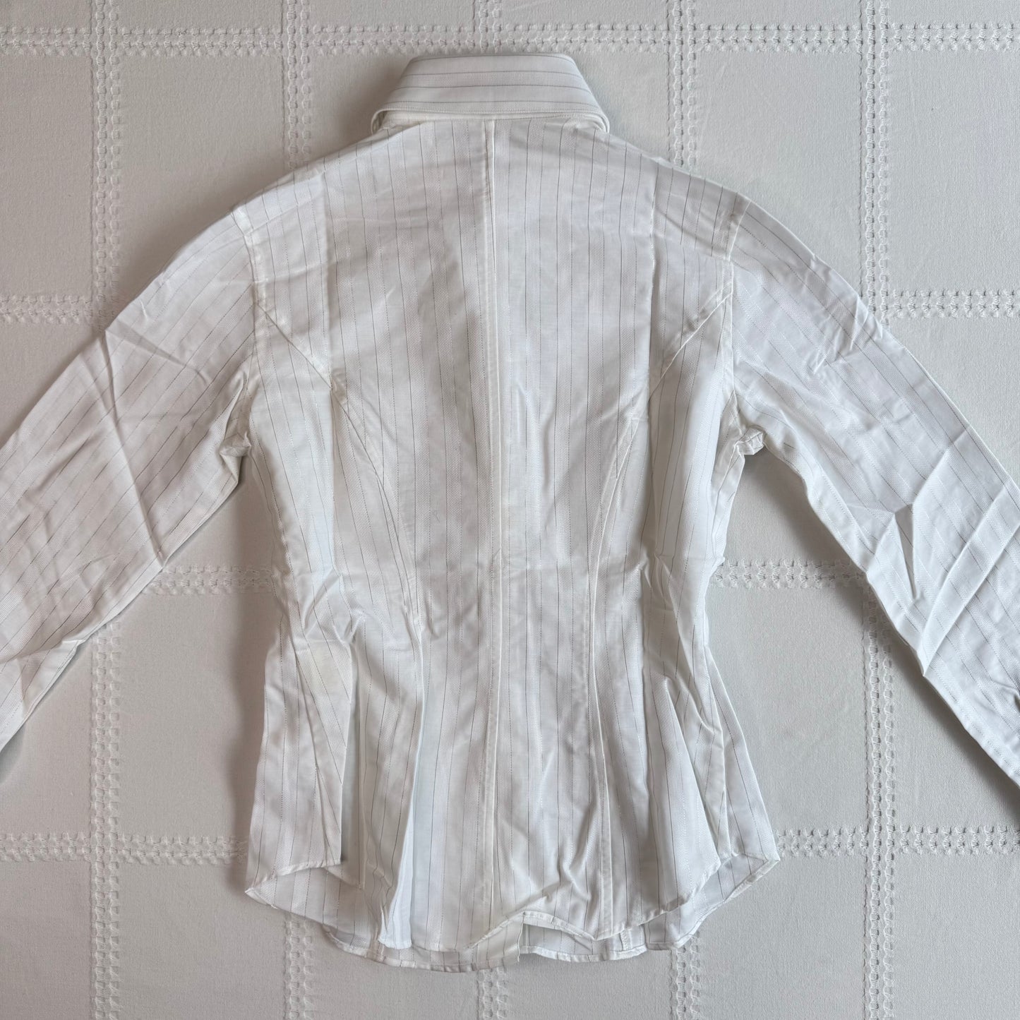 White Pinstripe Button Up Blouse