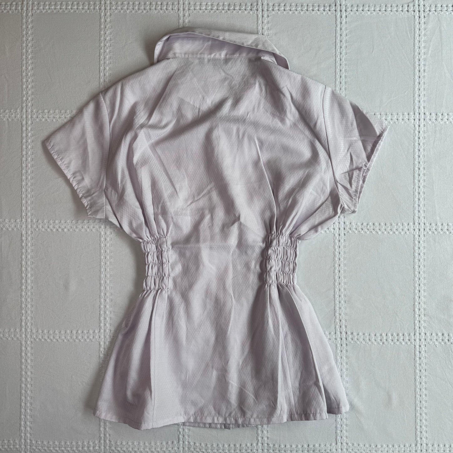 Purple Cinched Button Up Blouse