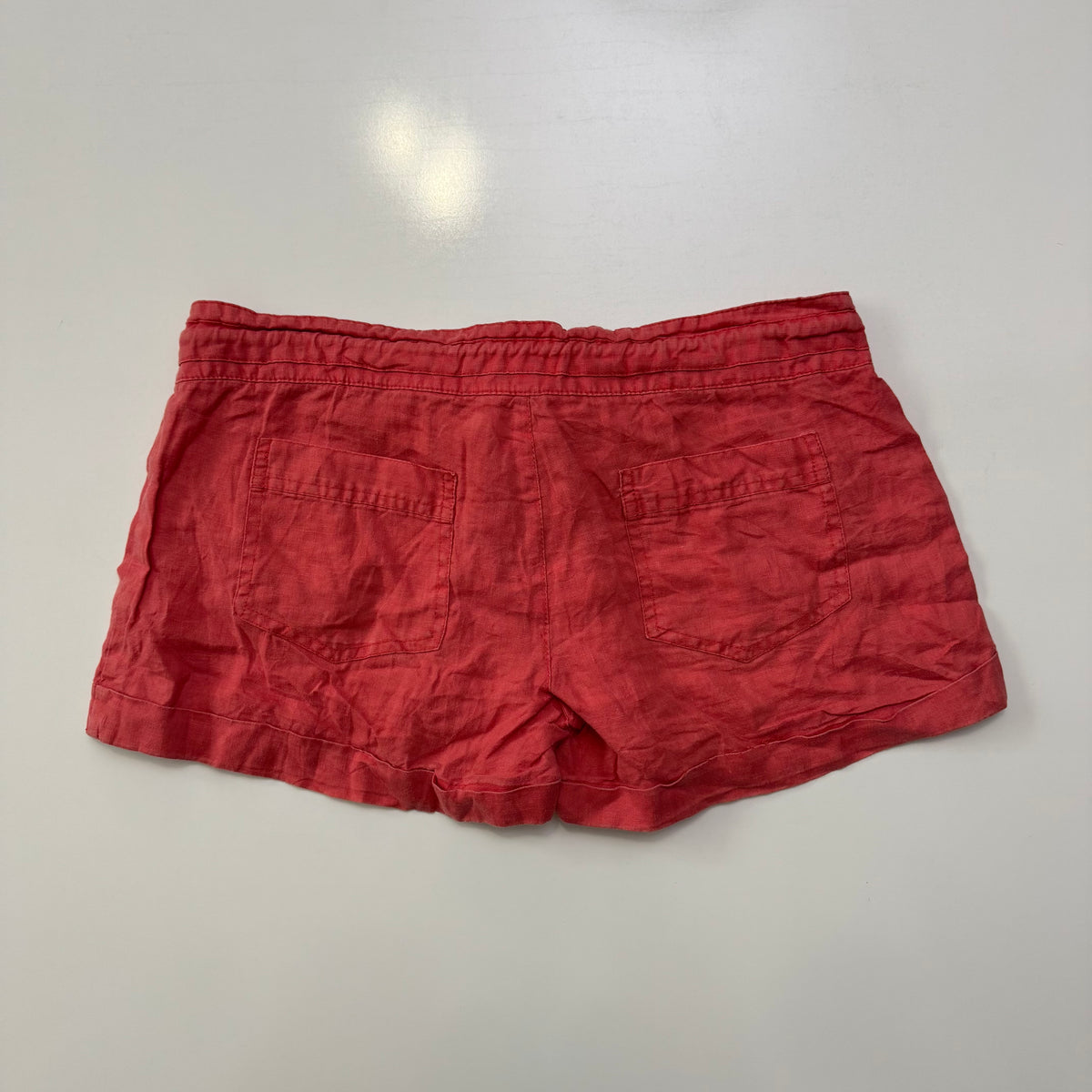Red Linen Mini Shorts