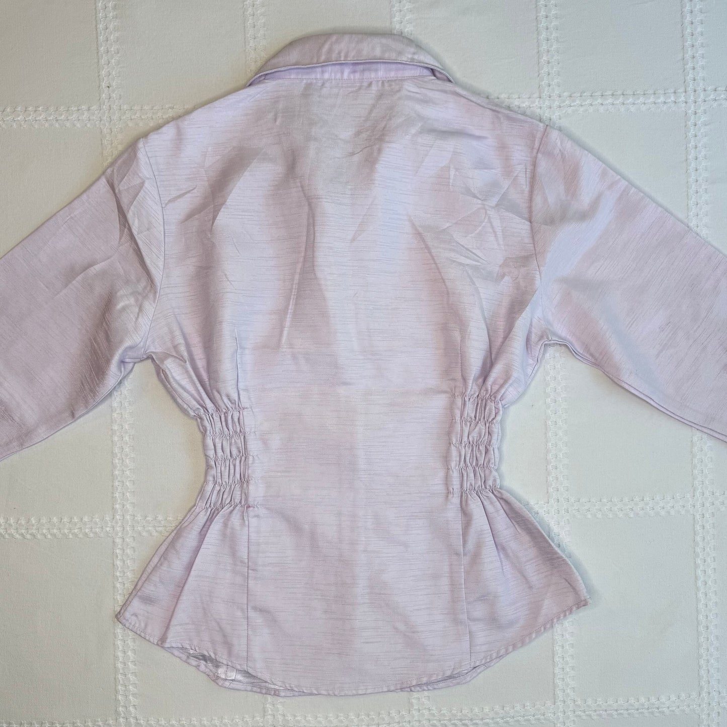 Purple Cinched Waist Button Up Blouse