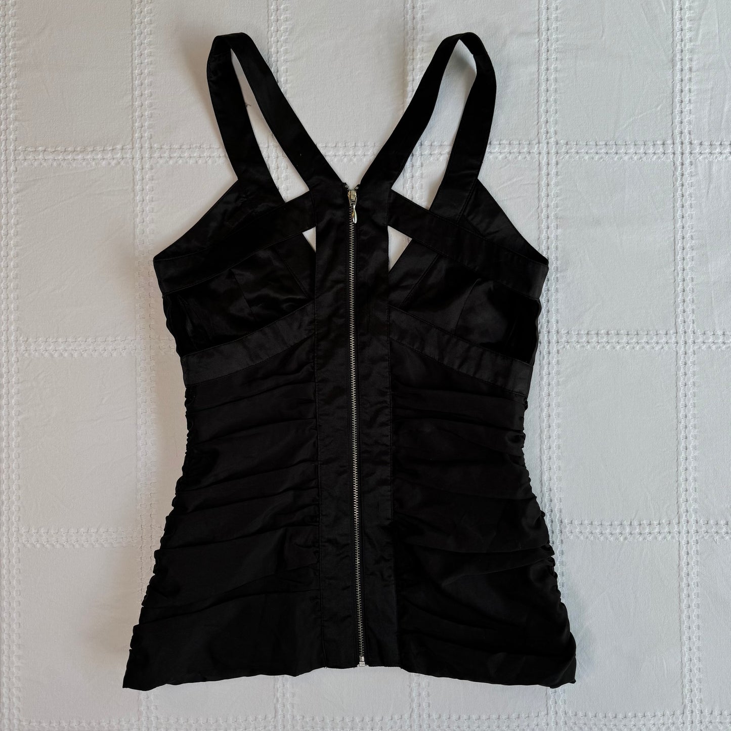 Black Ruched Hook & Eye Top