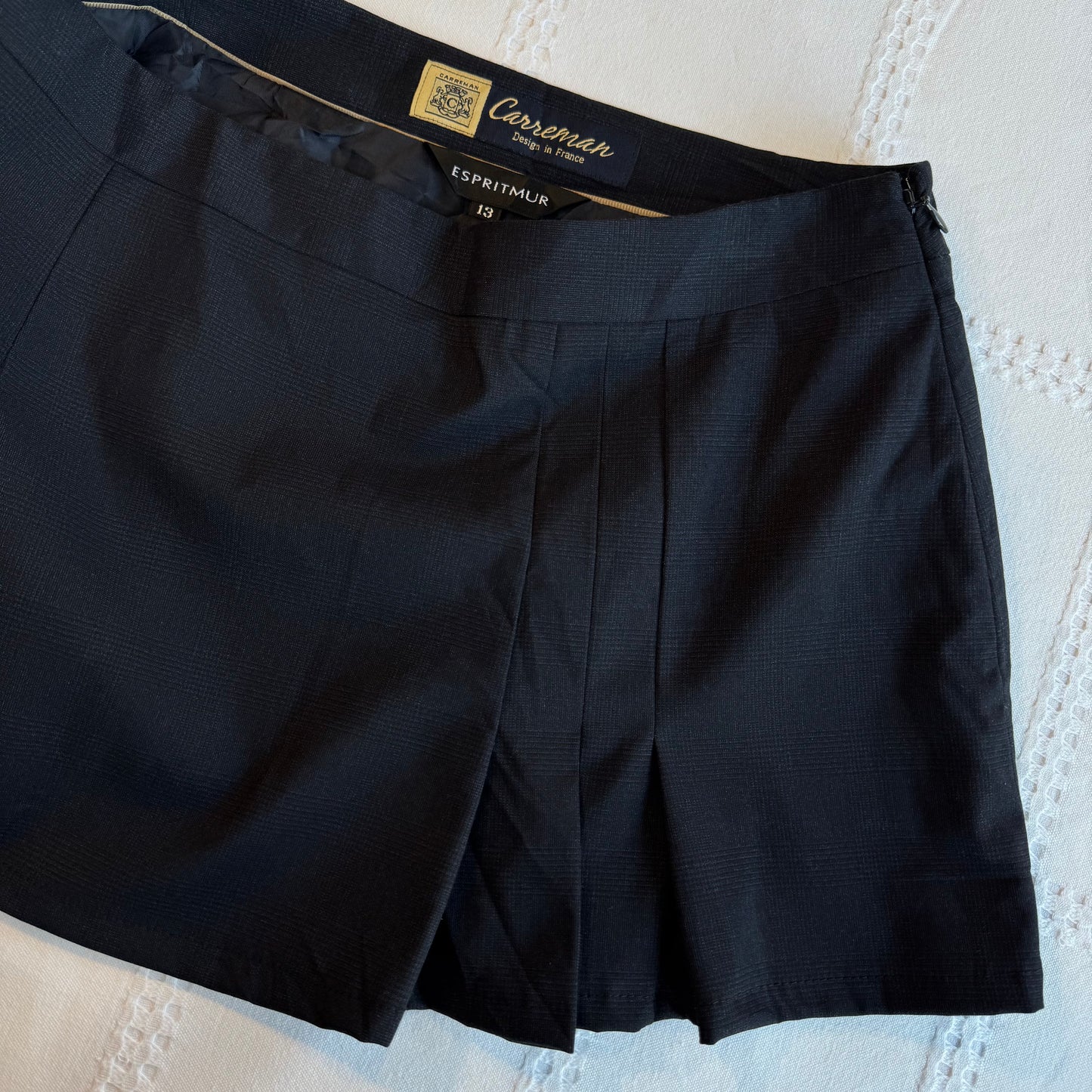 Navy Pleat Mini Skirt