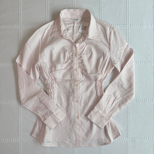 Pink Cinched Button Up Blouse