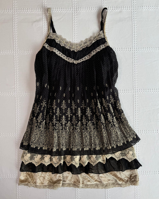 Tiered Polka Dot Lace Mini Dress