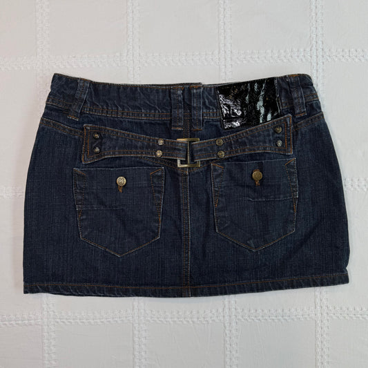 Buckle Denim Mini Skirt
