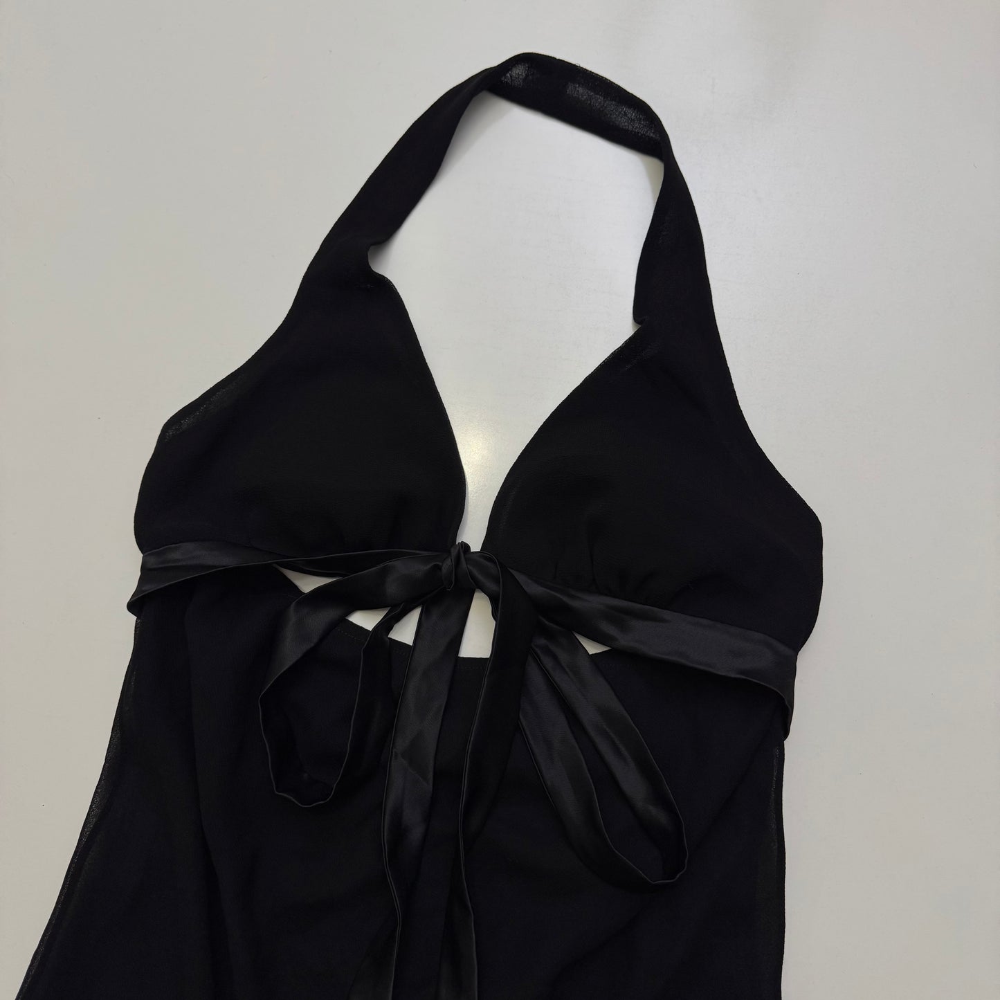 Black Halter Babydoll Midi Dress