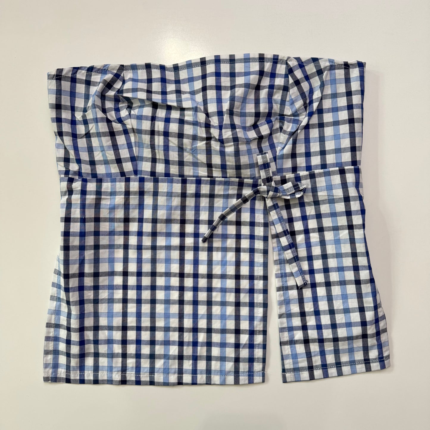 Plaid Babydoll Tie Back Top