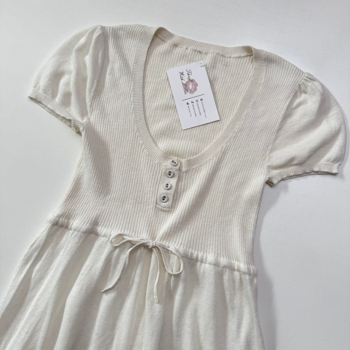 White Knit Babydoll Top