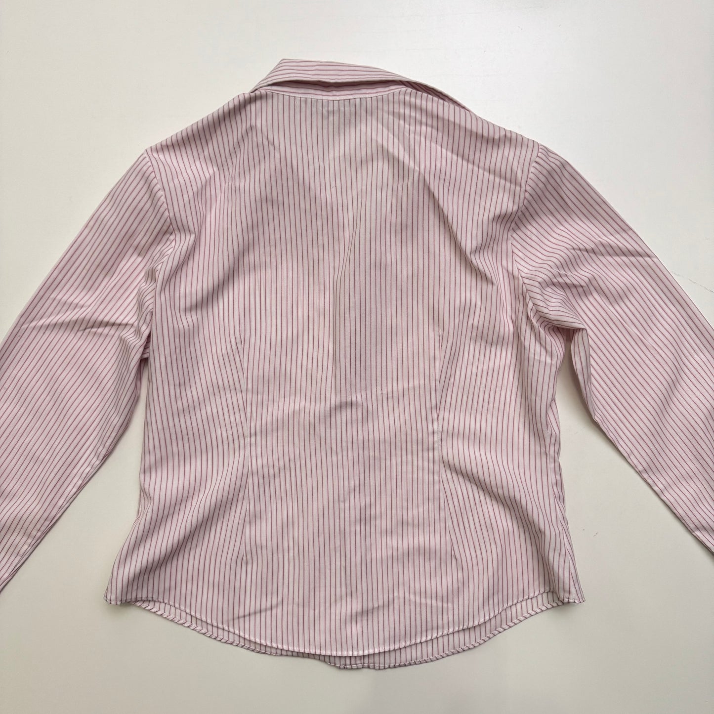 White + Pink Striped Blouse