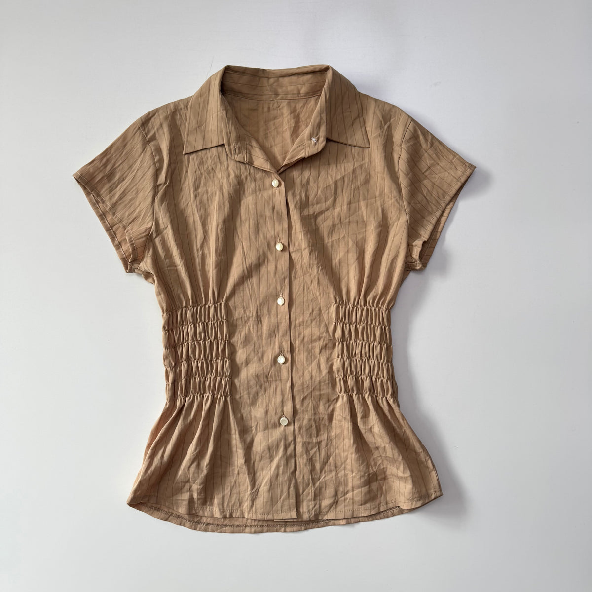 Brown Cinched Blouse