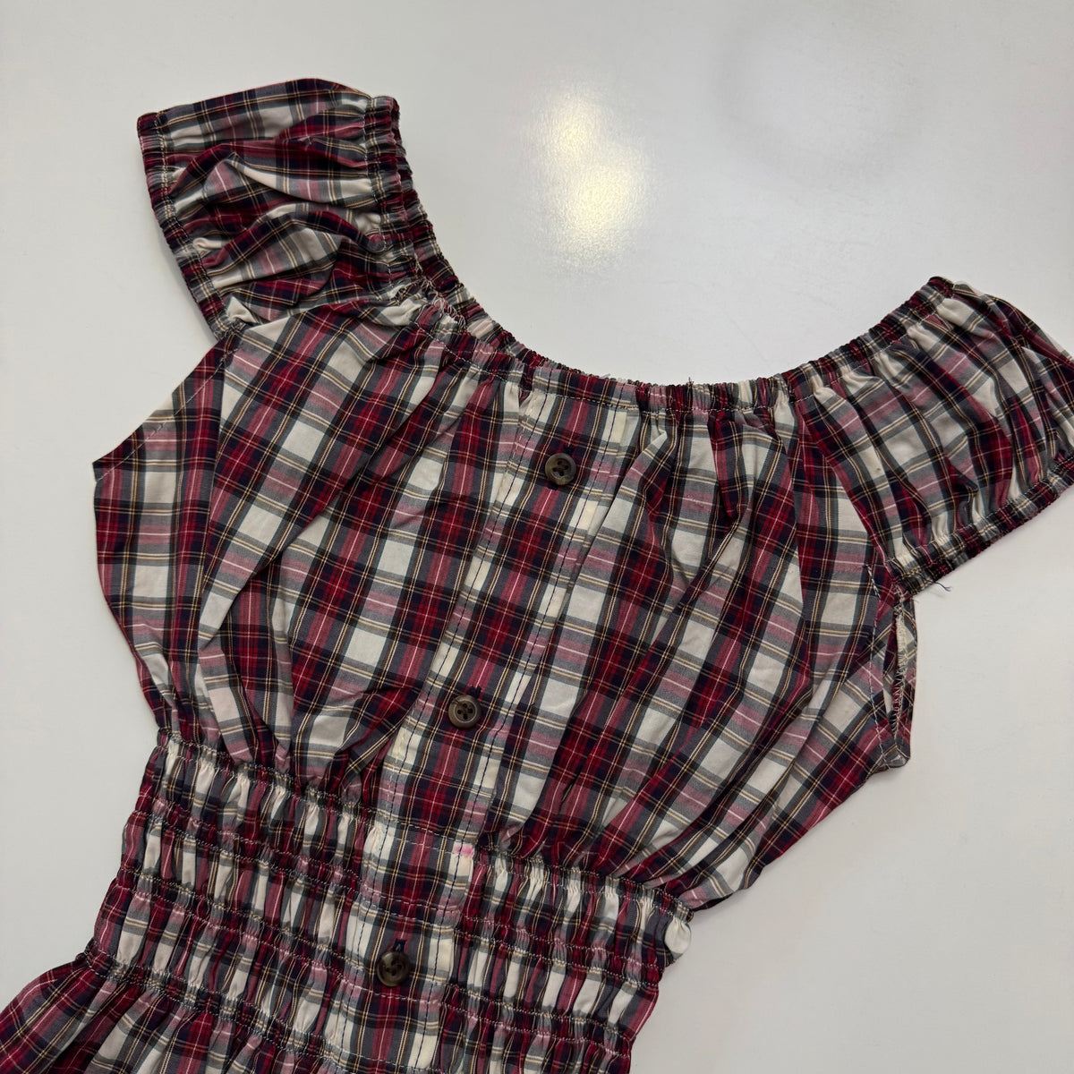 Plaid Milkmaid Blouse