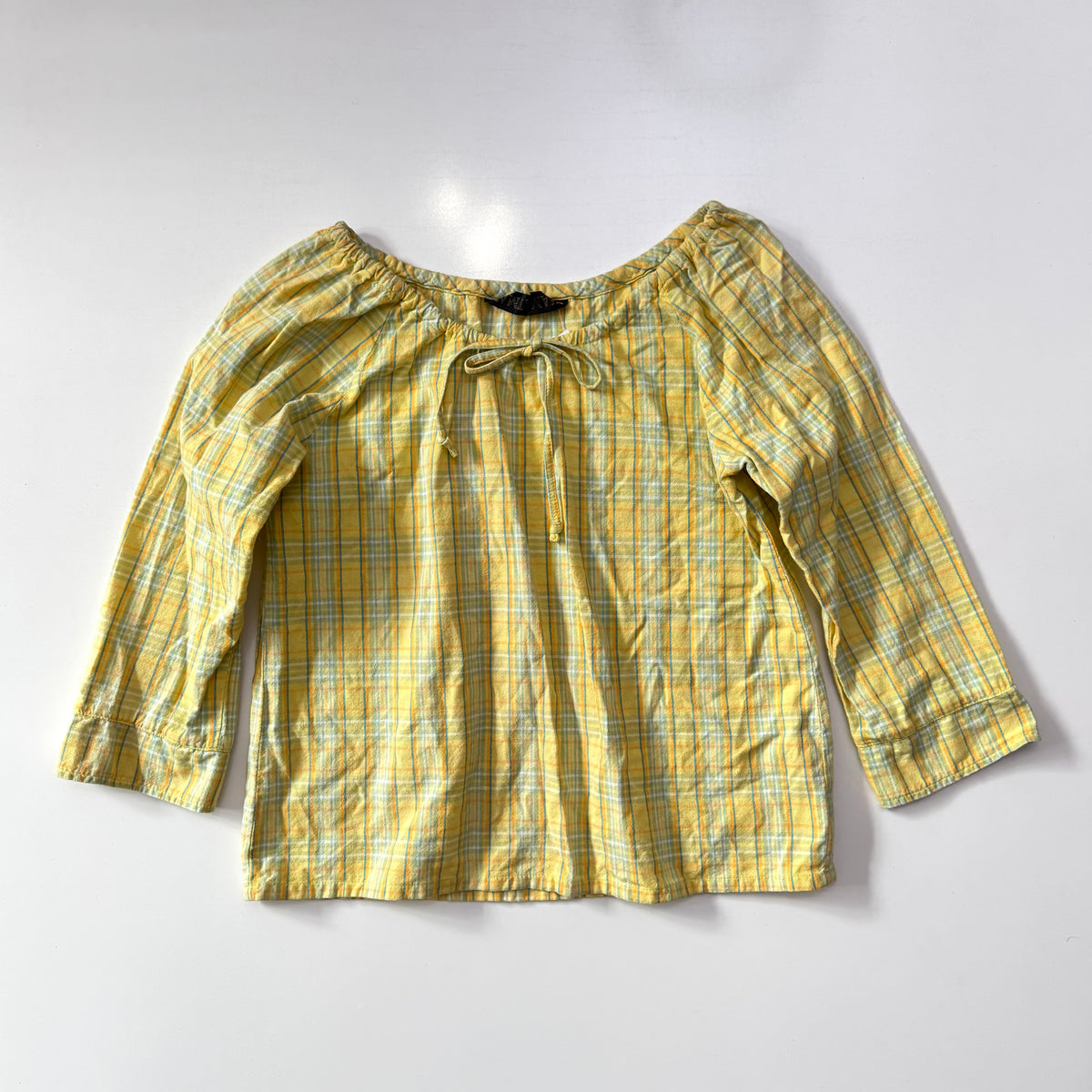 Plaid 3/4 Sleeve Blouse