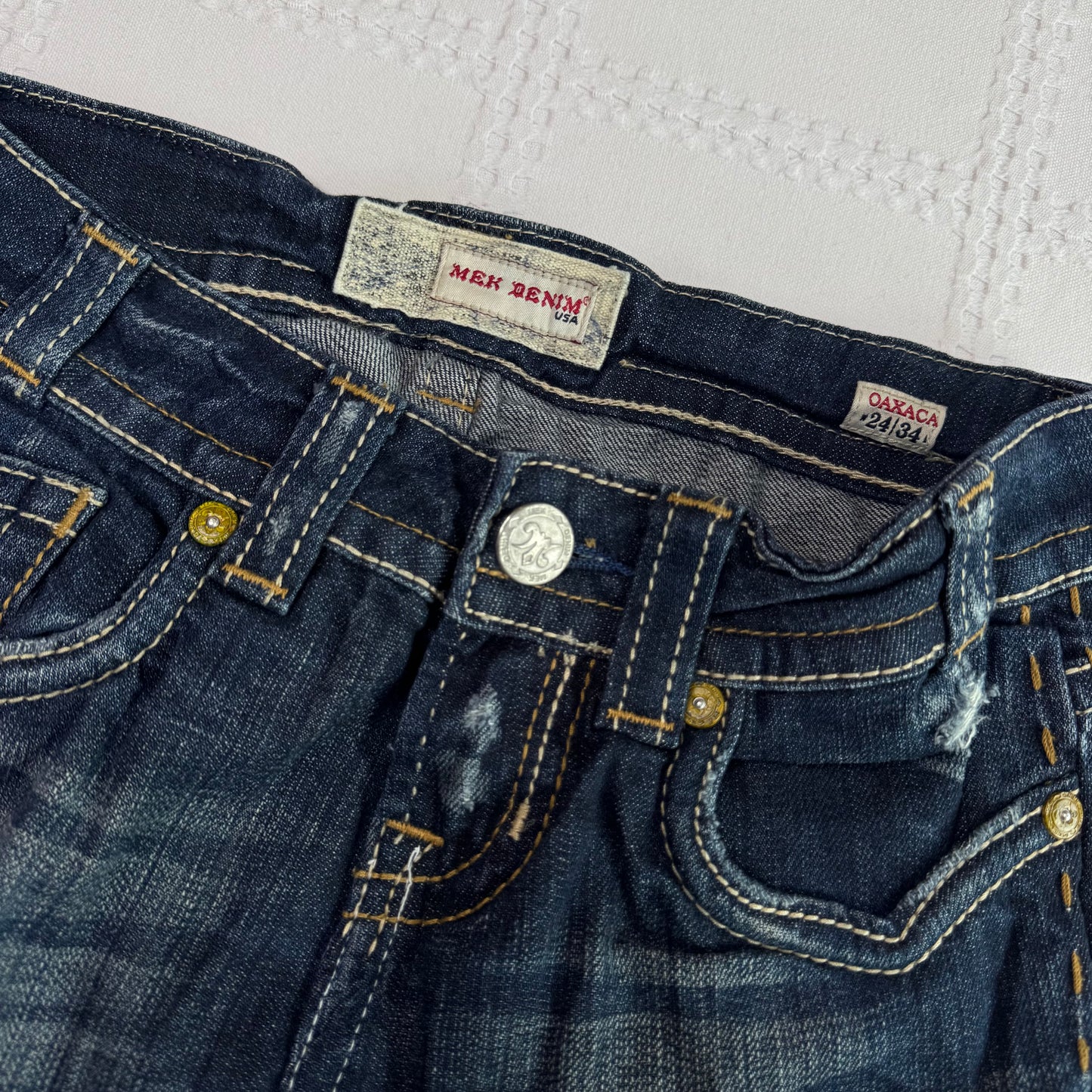 Embroidered Denim Micro Mini