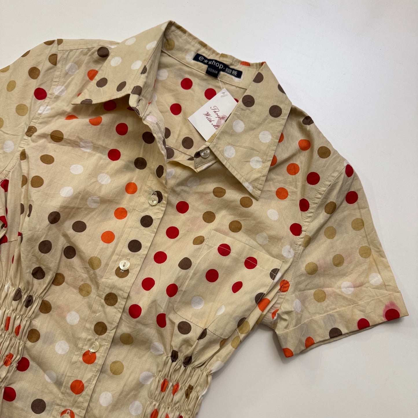 Polka Dot Cinched Blouse