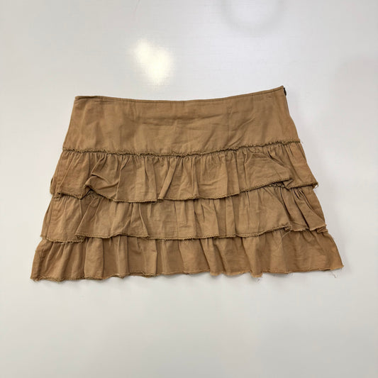 Tan Ruffle Mini Skirt