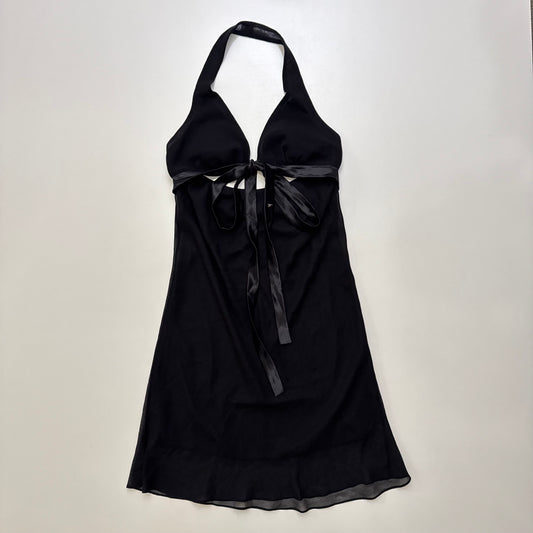 Black Halter Babydoll Midi Dress