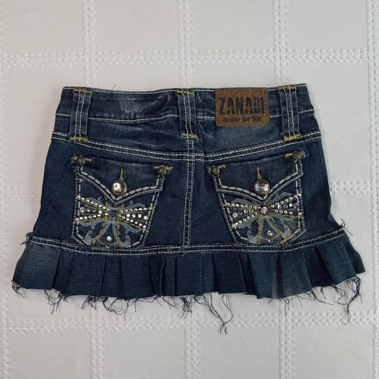 Denim Pleat Mini Skirt