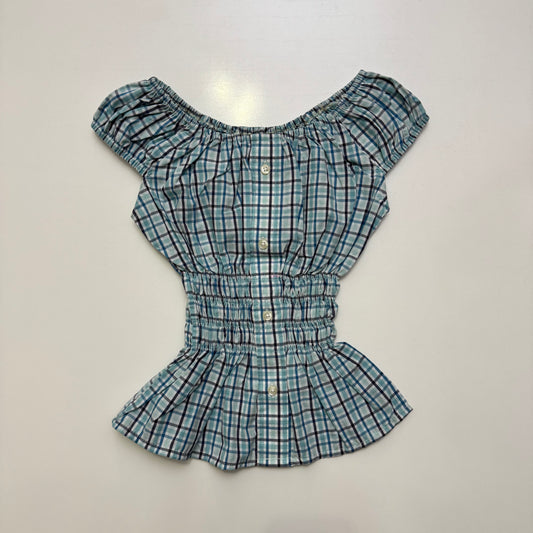 Blue Plaid Milkmaid Top