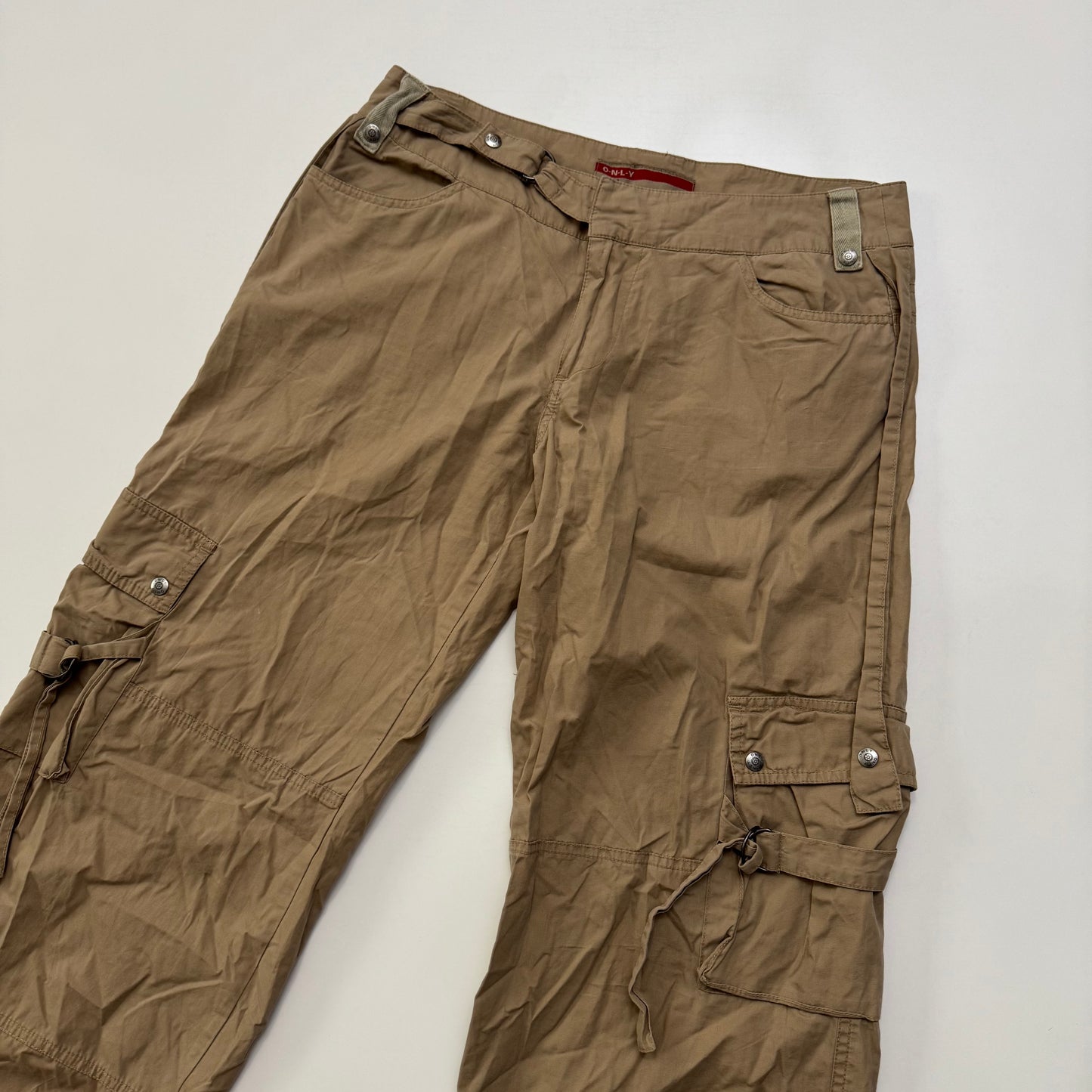 Tan Cargo Flare Pants