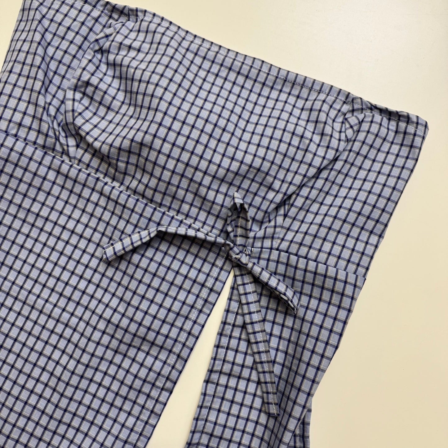 Blue Plaid Strapless Tie Back Top