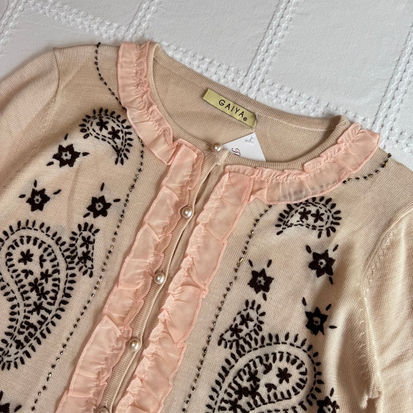 Pink Embroidered Cardigan