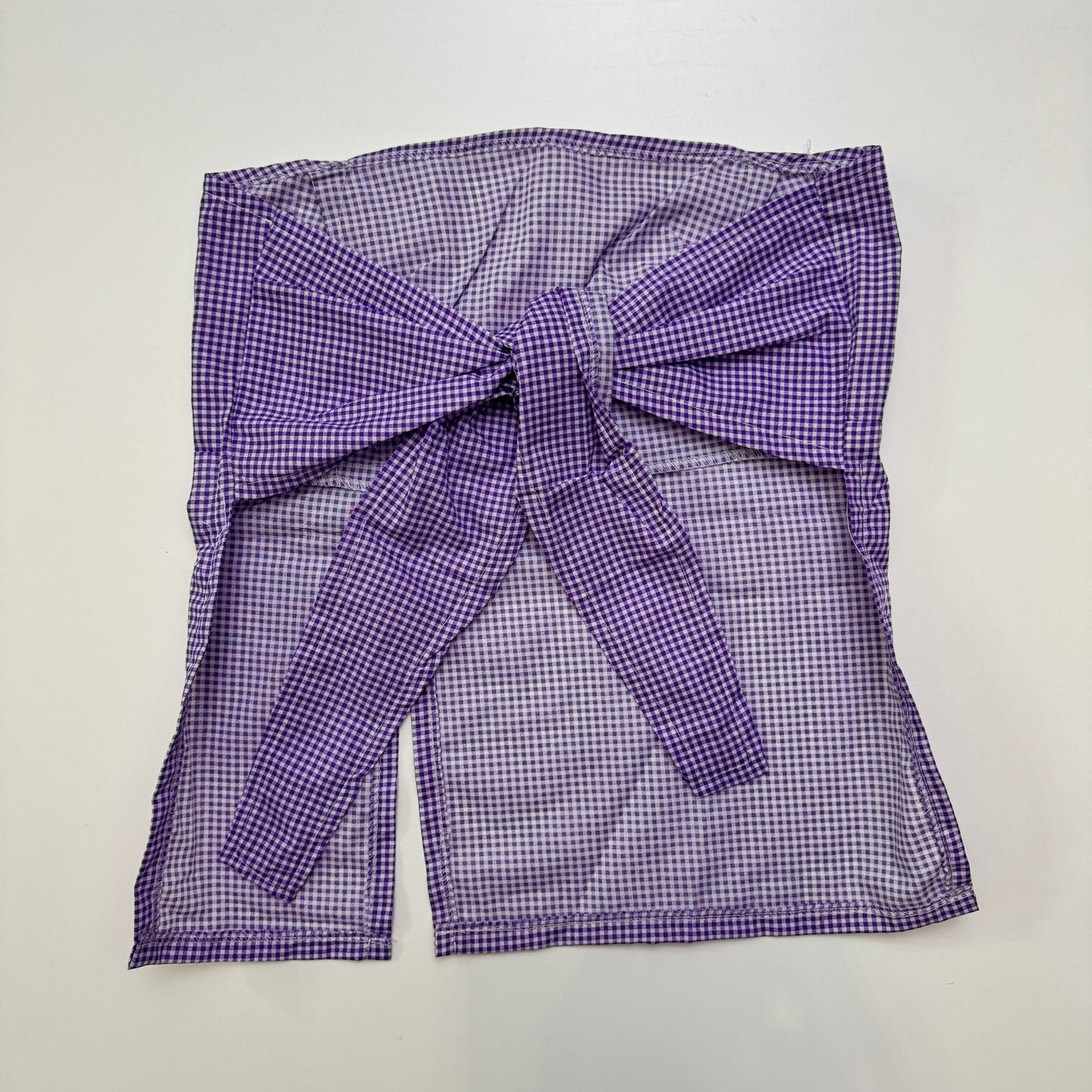 Purple Gingham Tie Back Top