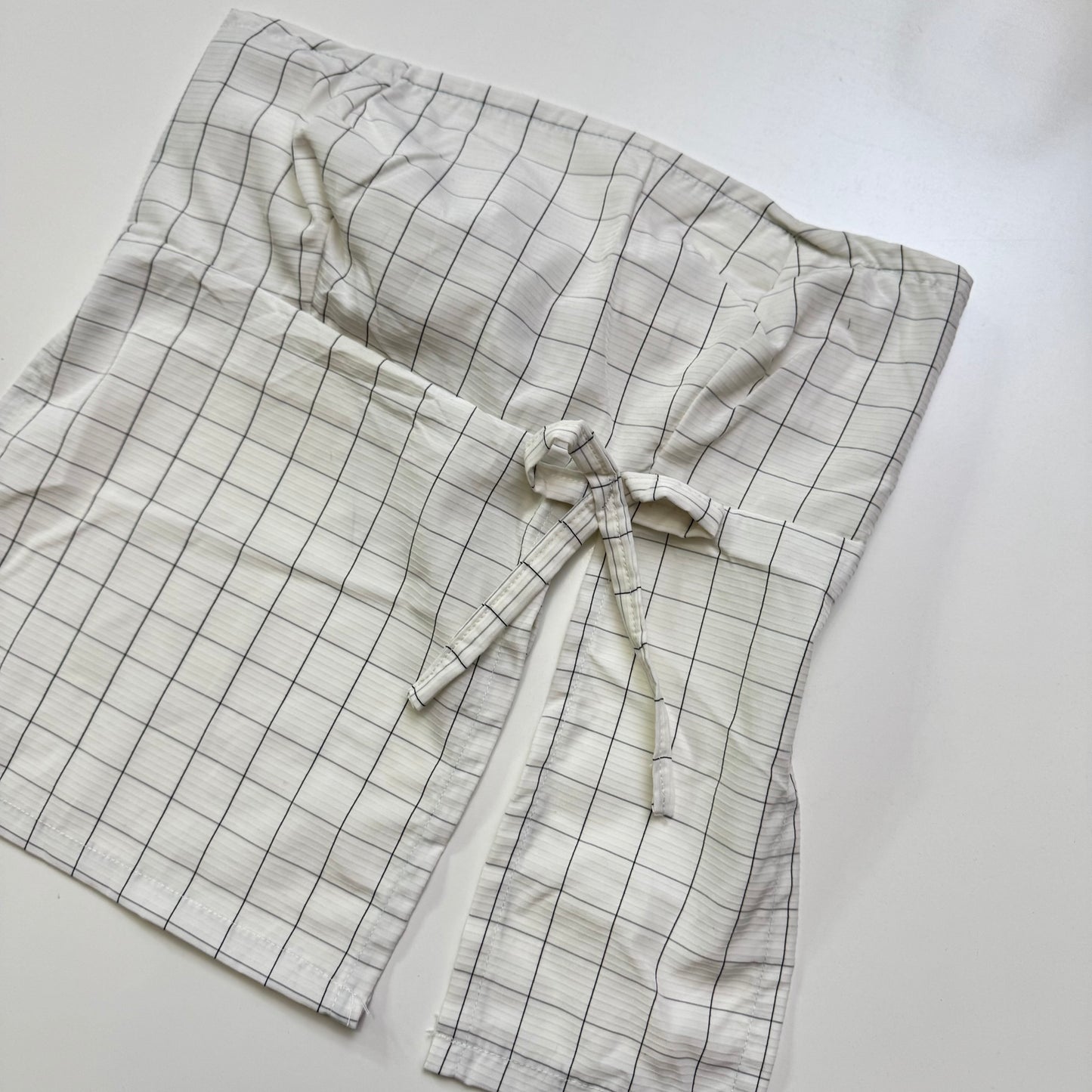 White Plaid Tie Back Top